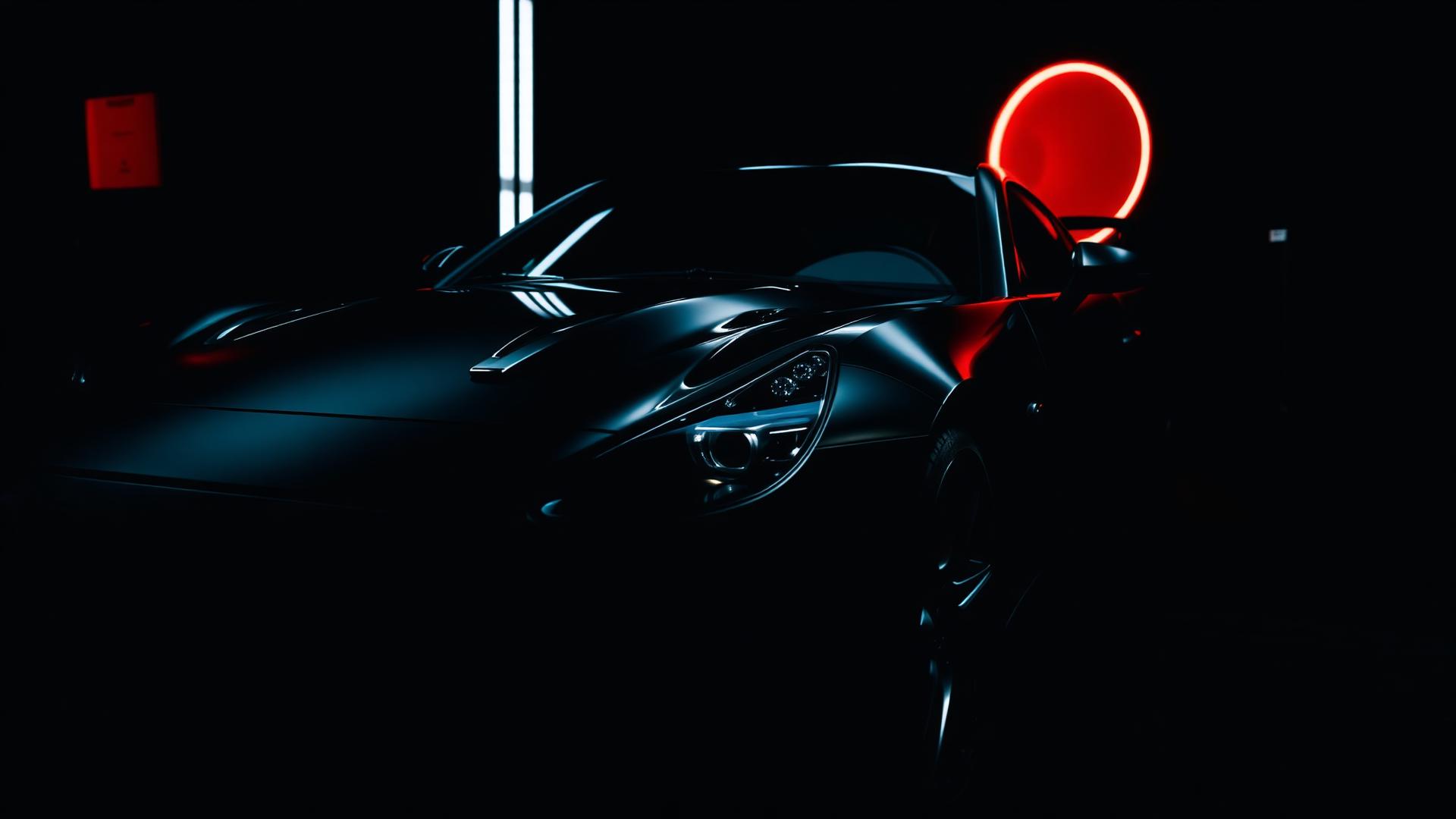 Voiture noire polie dans l'atelier Cefora